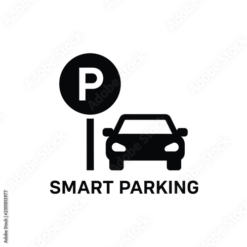 smart parking icon with car and parking symbol on white background high quality professional detailed modern elegant stylish clean crisp