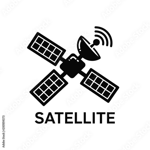 satellite icon with solar panels and antenna on white background high quality professional detailed modern elegant stylish clean crisp vibrant