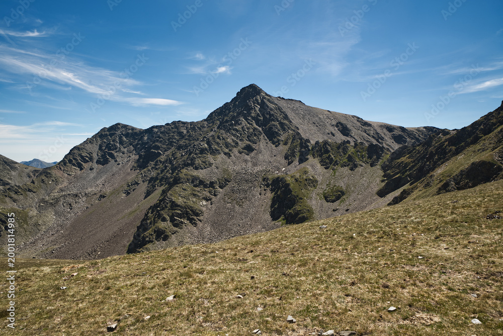 Fototapeta premium Pic de la Serrera mountain peak in Pyrenees mountains on borders between Andorra and France