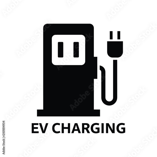 ev charging station icon in black and white silhouette style high quality professional detailed modern elegant stylish clean crisp vibrant