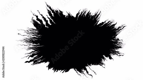 Black Ink Splash Transition Grunge Paint Explosion Matte Background