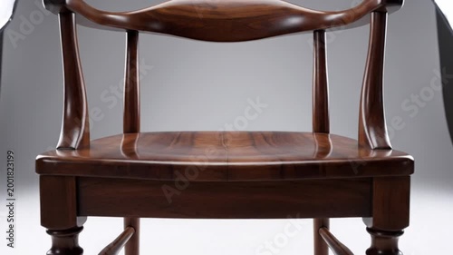 Antique wooden chair closeup details.
