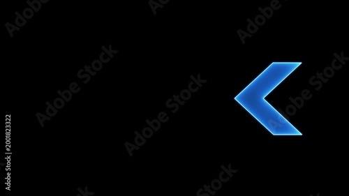 Glowing blue neon arrow pointer pulsing on black background, for ui navigation