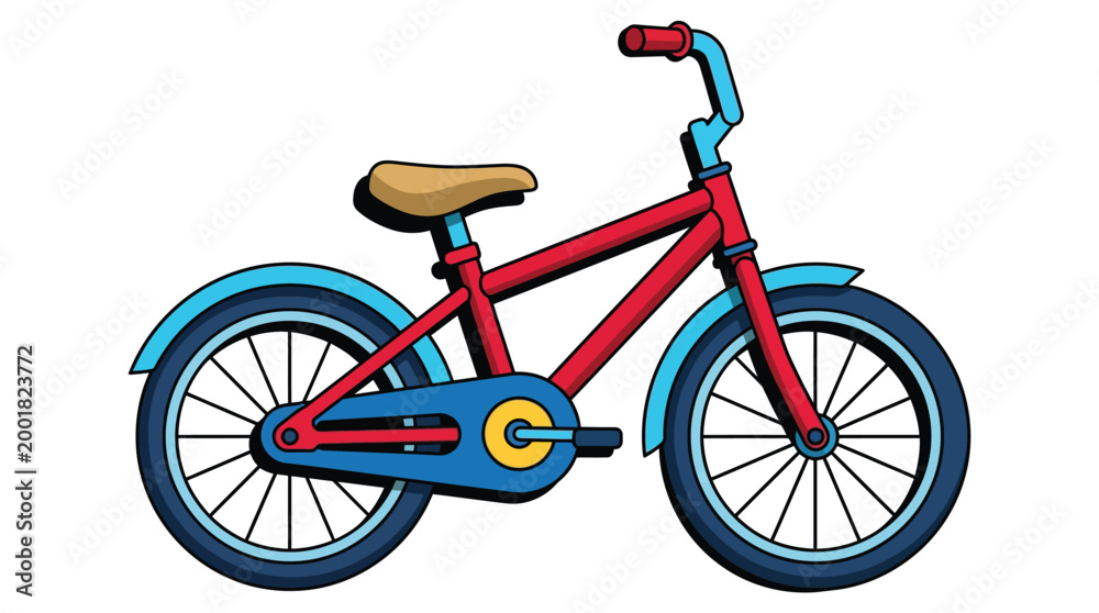 Fototapeta premium Colorful Childrens Bicycle Illustration for Kids Transportation and Outdoor Activity Isolated on White Background