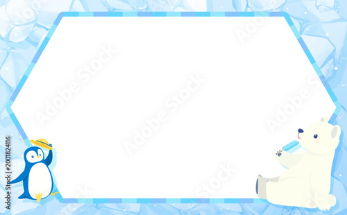 冷たい氷背景のひんやりグッズテンプレート_文字なし_横