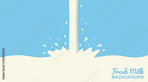 Minimalist Fresh Milk Splash and Pour on Light Blue Background Vector Illustration for Dairy Product Branding