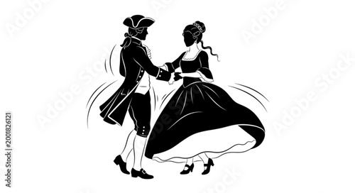 Elegant Vintage Couple Dancing in Classic Attire.