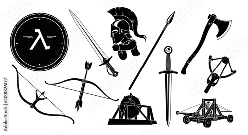 Tableau sur toile Collection of Ancient Weapons and Artifacts Displayed.