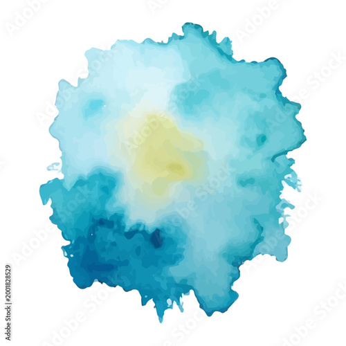 Abstract blue watercolor map illustration with colorful paint splashes and textured artistic design