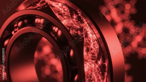 Closeup of bearing with sparks.