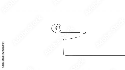 Continuous One Line Drawing Animation of Archer Shooting Arrow Minimalist Archery Animation