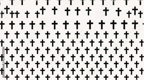 A visually striking abstract background composed of numerous repeating Christian cross motifs in a gradient of increasing size