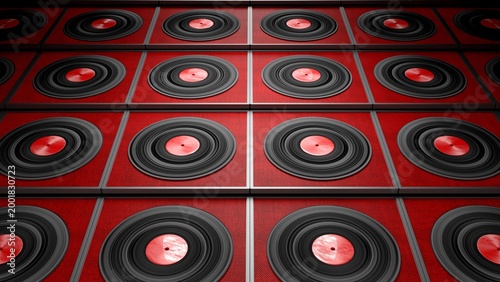 Slika na platnu Endless vinyl records, Music records background, Audio albums on classic vinyl