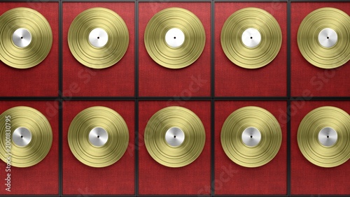 Vászonkép Endless golden vinyl records, Music records background, Audio albums on classic