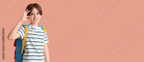 Little boy with backpack sh...