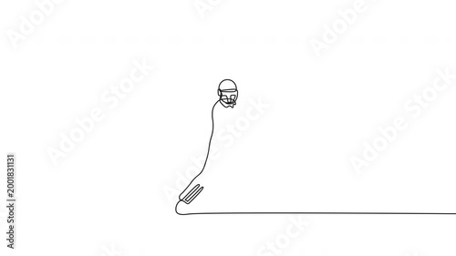 Cricket Batting Animation Continuous One Line Drawing Animation Art