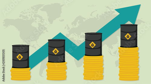 Energy price rise concept with simple financial chart