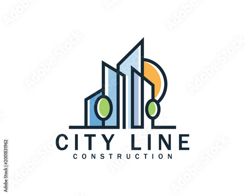 city line logo creative green house apartment construct building