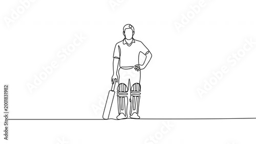 Cricket Player Animation  Continuous One Line Drawing Animation Design