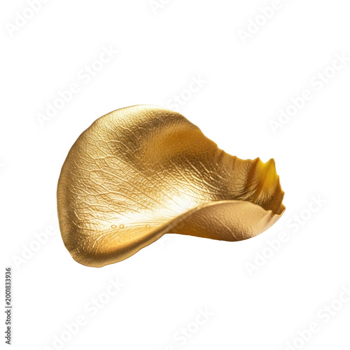 single luminous gold rose petal with delicate veins, velvety texture, and sparkling dew drops resting on a transparent surface, minimalist elegant beauty concept