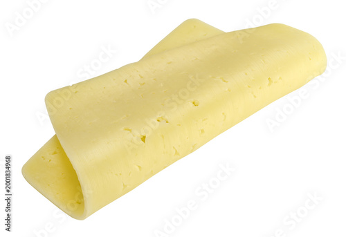 Foto Slice cheese folded in half isolated on a transparent background