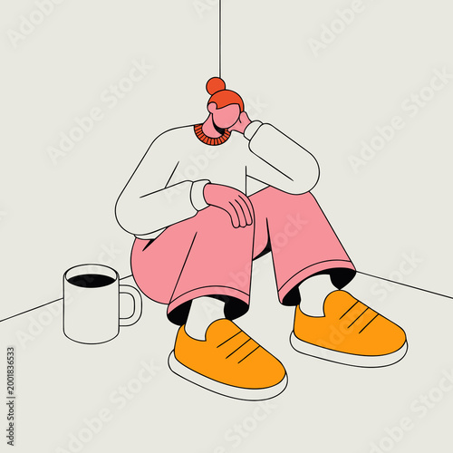 Person sitting in a minimal rest corner feeling cozy and quiet