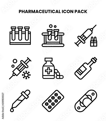 Pharmaceutical Line Design Icons Pack