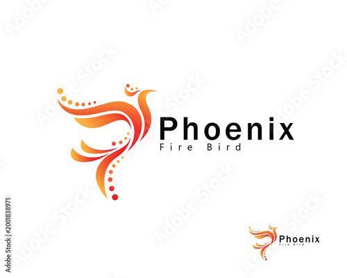 phoenix logo creative design concept fire bird color flying