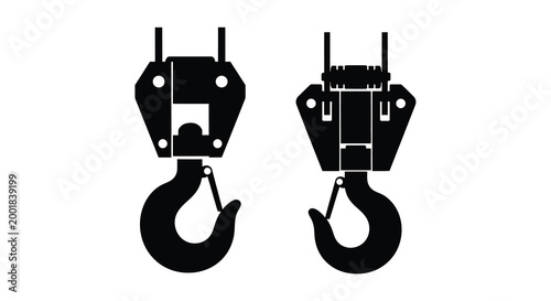two crane hooks in silhouette style high quality professional detailed