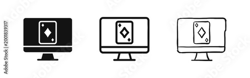 Online Casino and Playing Card Icons for Digital Gaming