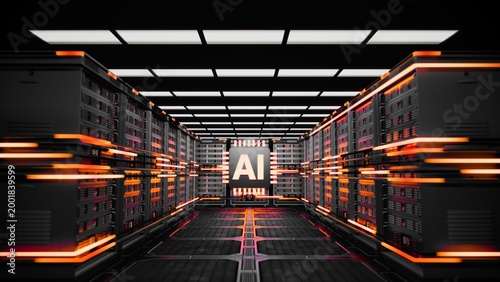 Tableau sur toile Ai Data Base Center, AI Factory Red Power 2