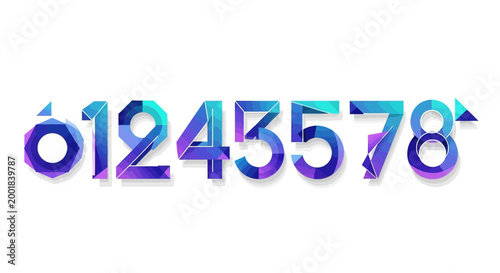 Elegant Digit Set: A vibrant display of artistic digits, rendered in a modern and minimalist style. Perfect for any design or project. 
