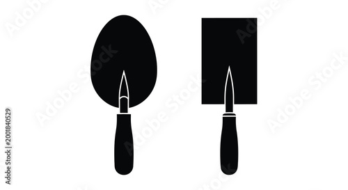 shovel and trowel silhouette high quality professional detailed modern elegant