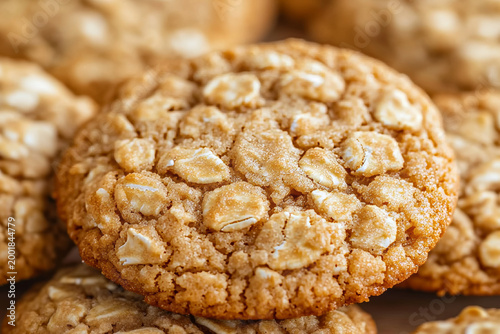 Close-up of golden-brown oatmeal cookies