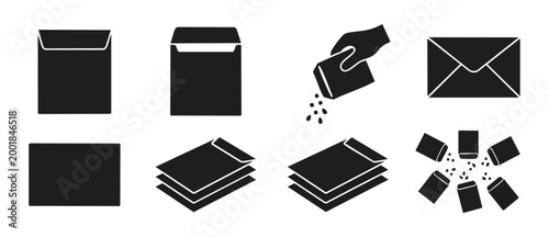 Seed Packet Icon Set, Gardening Sachet Vector Collection, Planting Envelope Symbol for Agriculture, Horticulture and Nature Design Elements, Flat Minimalist Graphic Style for Botanical Web UI Projects