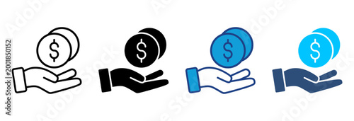 Value Icon Set Multiple Style Vector Illustration