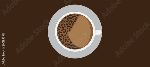 Number zero made of coffee beans, Coffee vector illustration,Hot coffee for winter season 