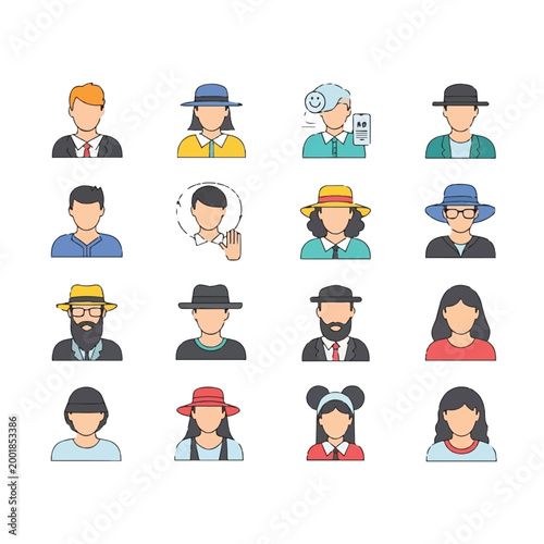 Diverse group of cartoon people faces 11.