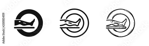 MRI Medical Scan Machine Icon with Patient Imaging Concept