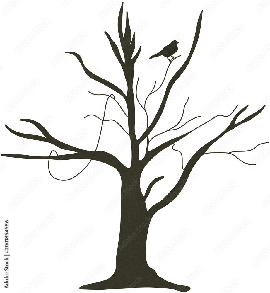 Naklejka premium dead tree with one bird