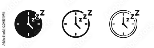 Sleep Time Clock Icon with Night and Rest Zzz Symbols