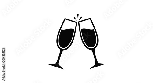 two wine glasses clinking silhouette high quality professional detailed modern