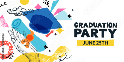 Cuadro en lienzo Graduation party invitation banner