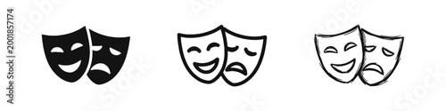 Foto Theater Comedy and Tragedy Masks Icon Set - Drama and Performance Symbol