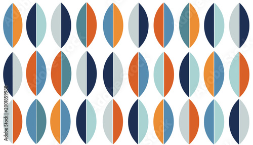 Mid-century modern geometric leaf pattern vector background