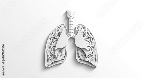 Anatomical Illustration of Human Lungs and Trachea.