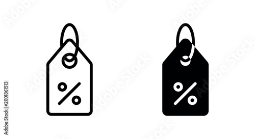 Discount price tag icon with percent symbol for sale, shopping and retail promotion
