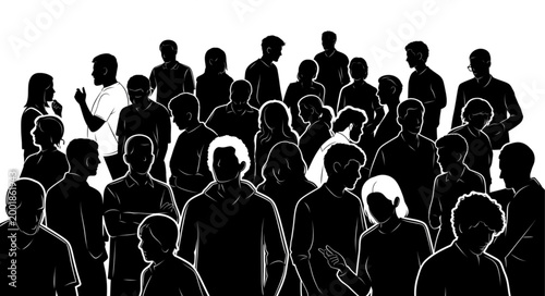 Photography Silhouette of Diverse People Group in Crowd.