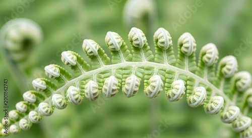Close up of unfolding fern fronds showcasing natural growth and botanical detail