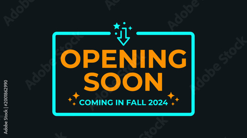 Opening soon neon sign announcement.